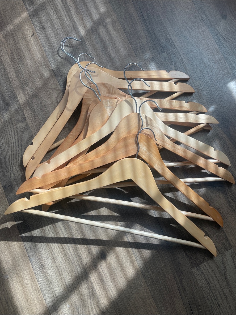 Wooden Suit Hangers - Natural Wood Finish (Set)